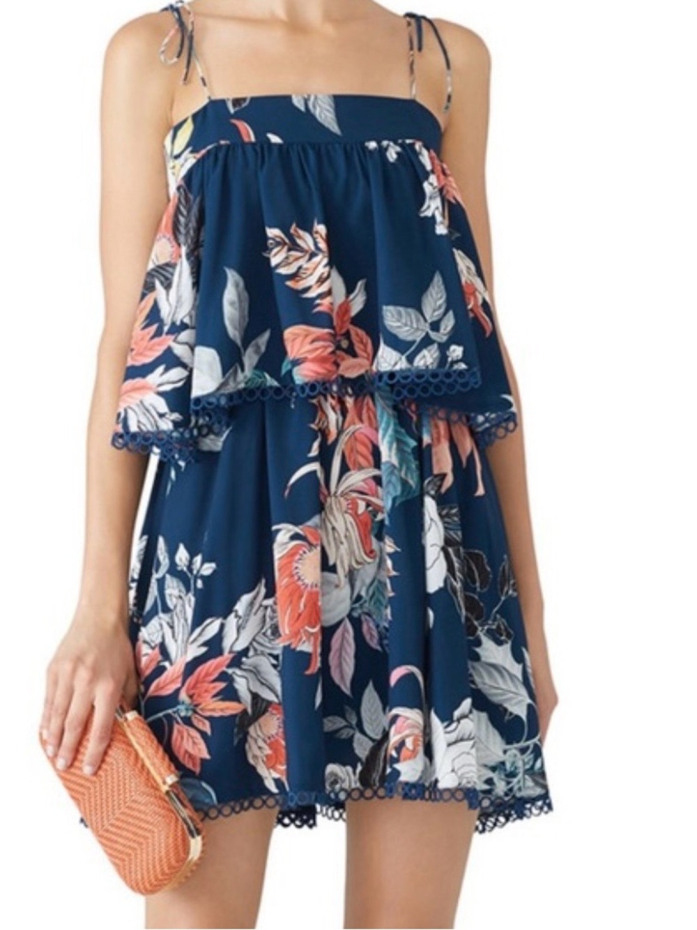 Wish Australia Nordstroms Navy Floral Spaghetti Strap dress Large